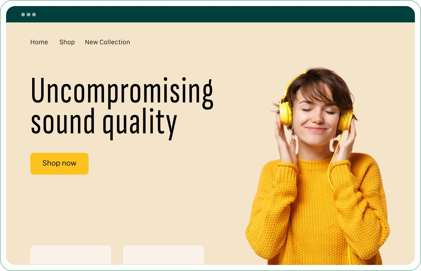 Storefront hero showcasing uncompromising sound quality headphones