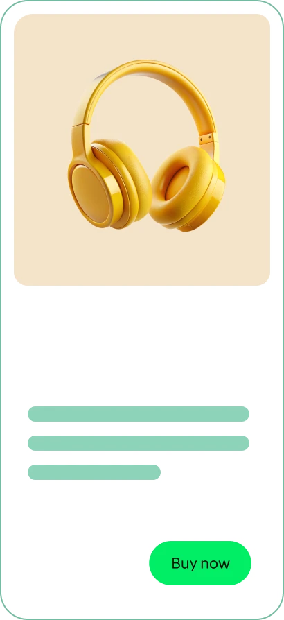 Yellow headphones product detail and quick actions