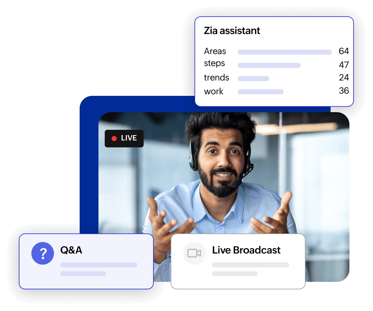 Leadership conversation with Zia assistant and discussion tabs