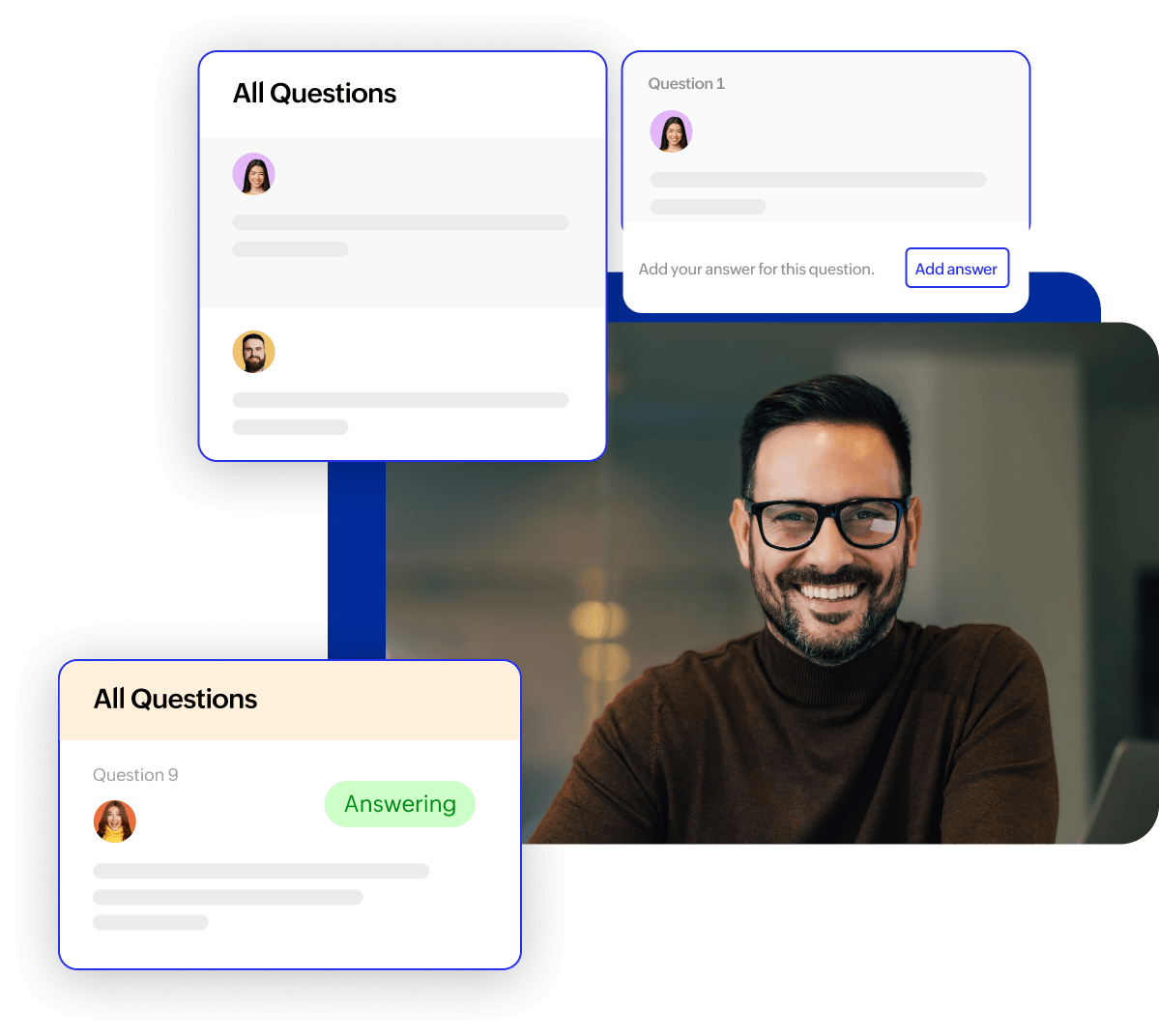 Leader presenting with live question detail panel