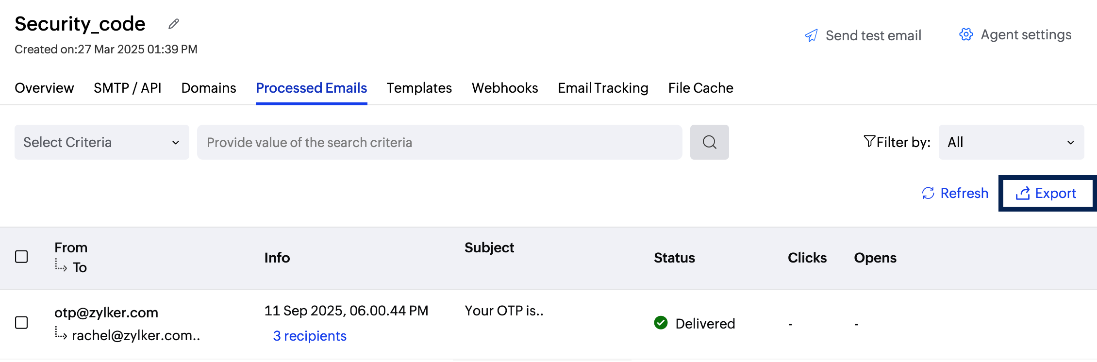 Export logs Export logs
