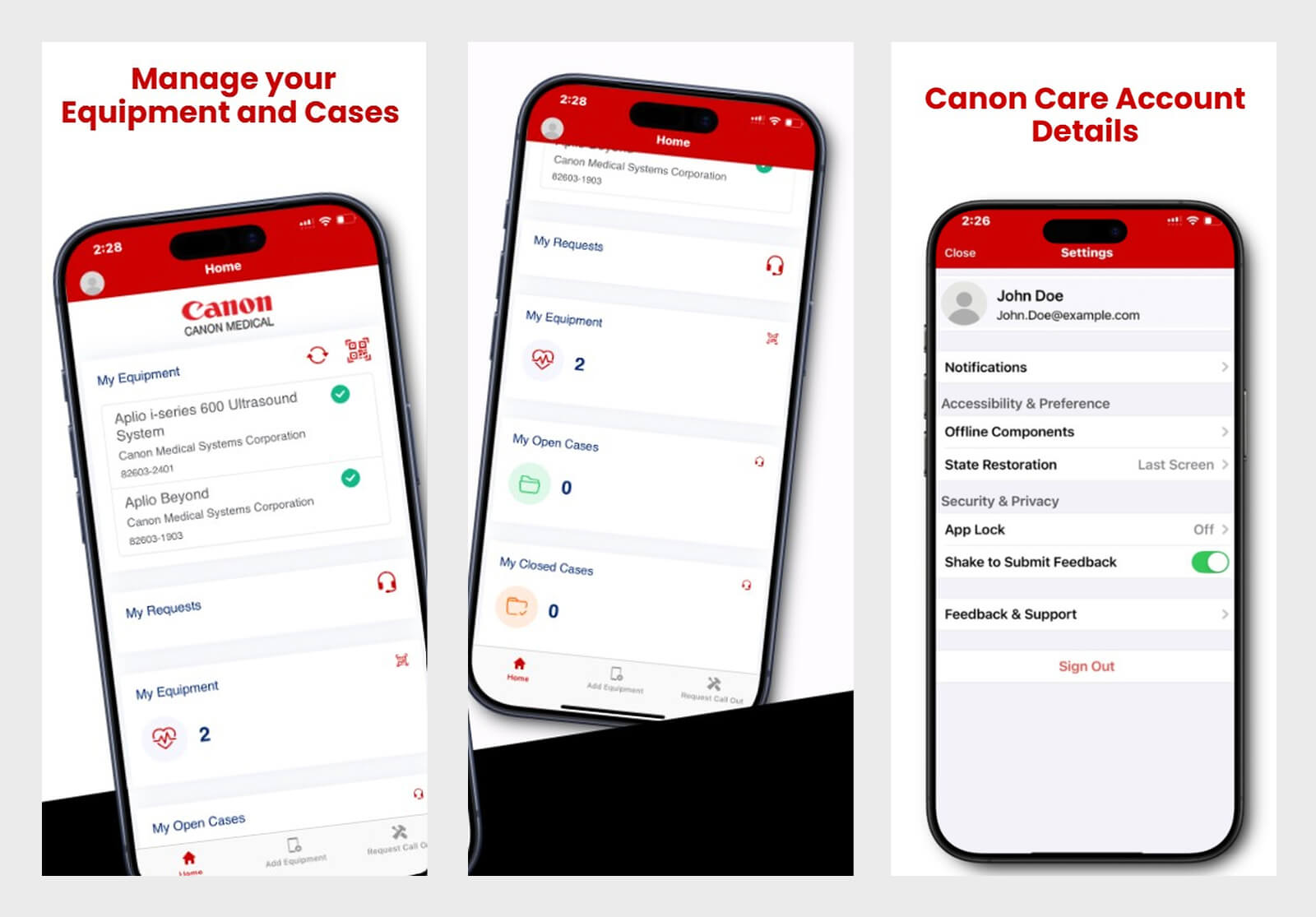 Cannon Care account details screen