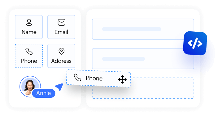 Dragging a Phone field onto a form in the visual builder