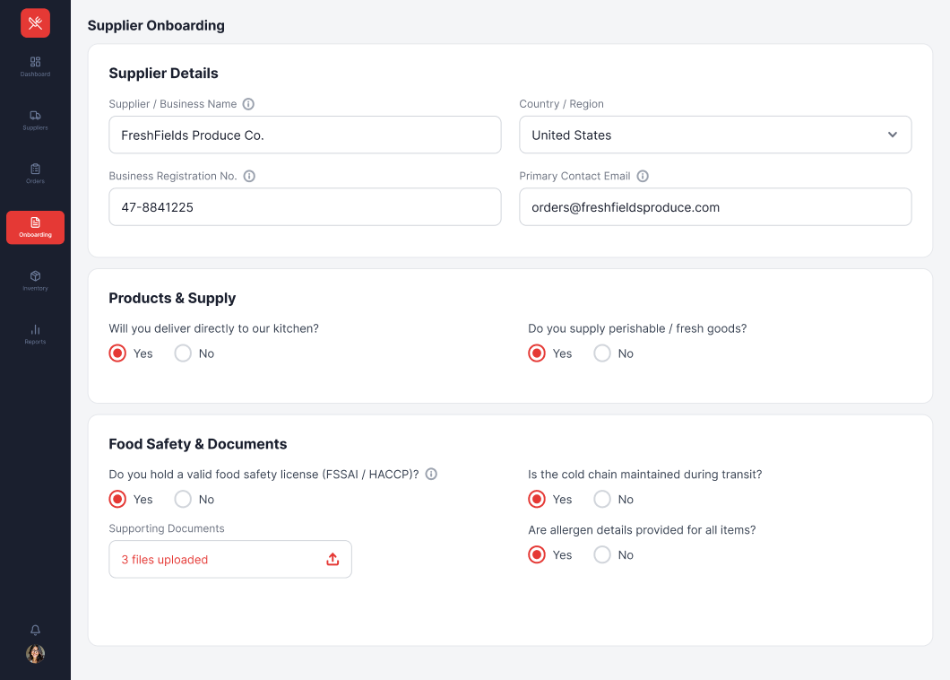 Supplier portal