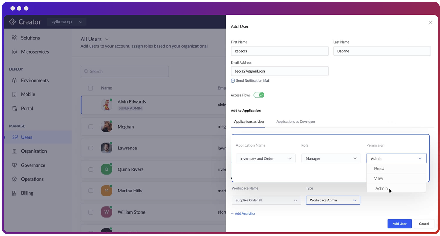 Zoho Creator governance