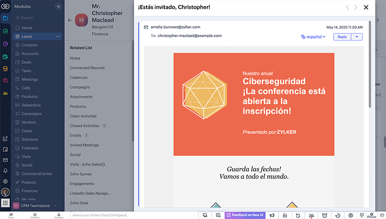 ai for emails in zoho crm email translation before translation