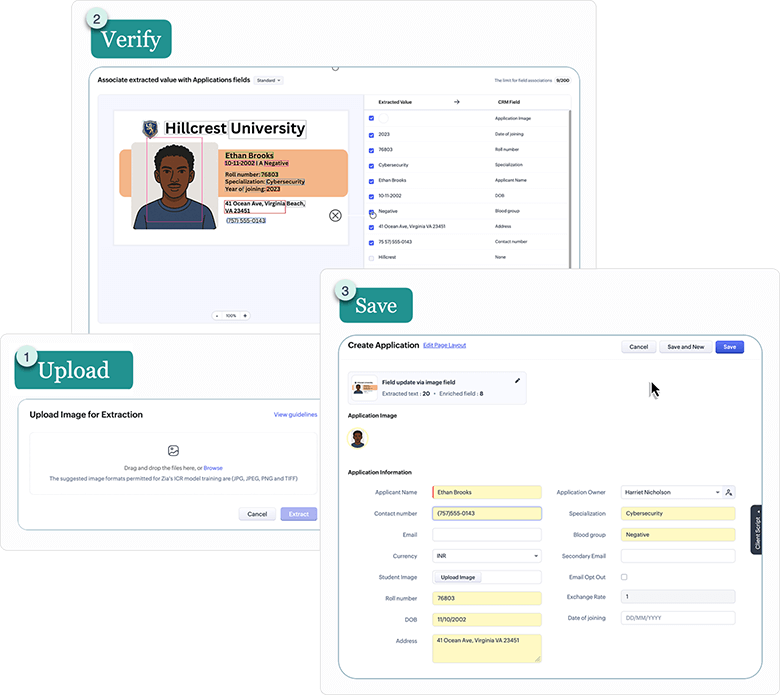 vision ai in zoho crm intelligent character recognition to turn images to records in zoho crm