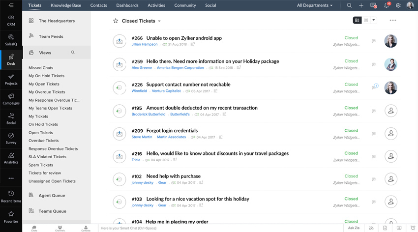 Vea los tickets de clientes y responda a ellos desde una única bandeja de entrada universal
