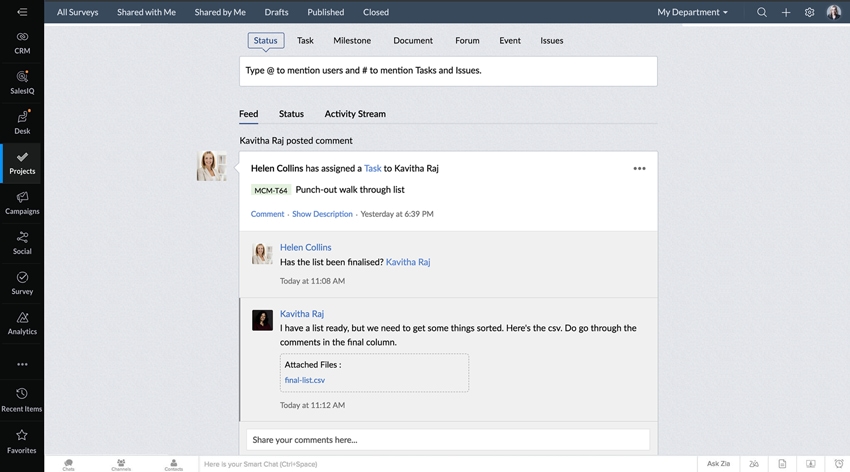 Una interfaz unificada que le permite colaborar con los miembros de su equipo y que muestra las últimas actualizaciones