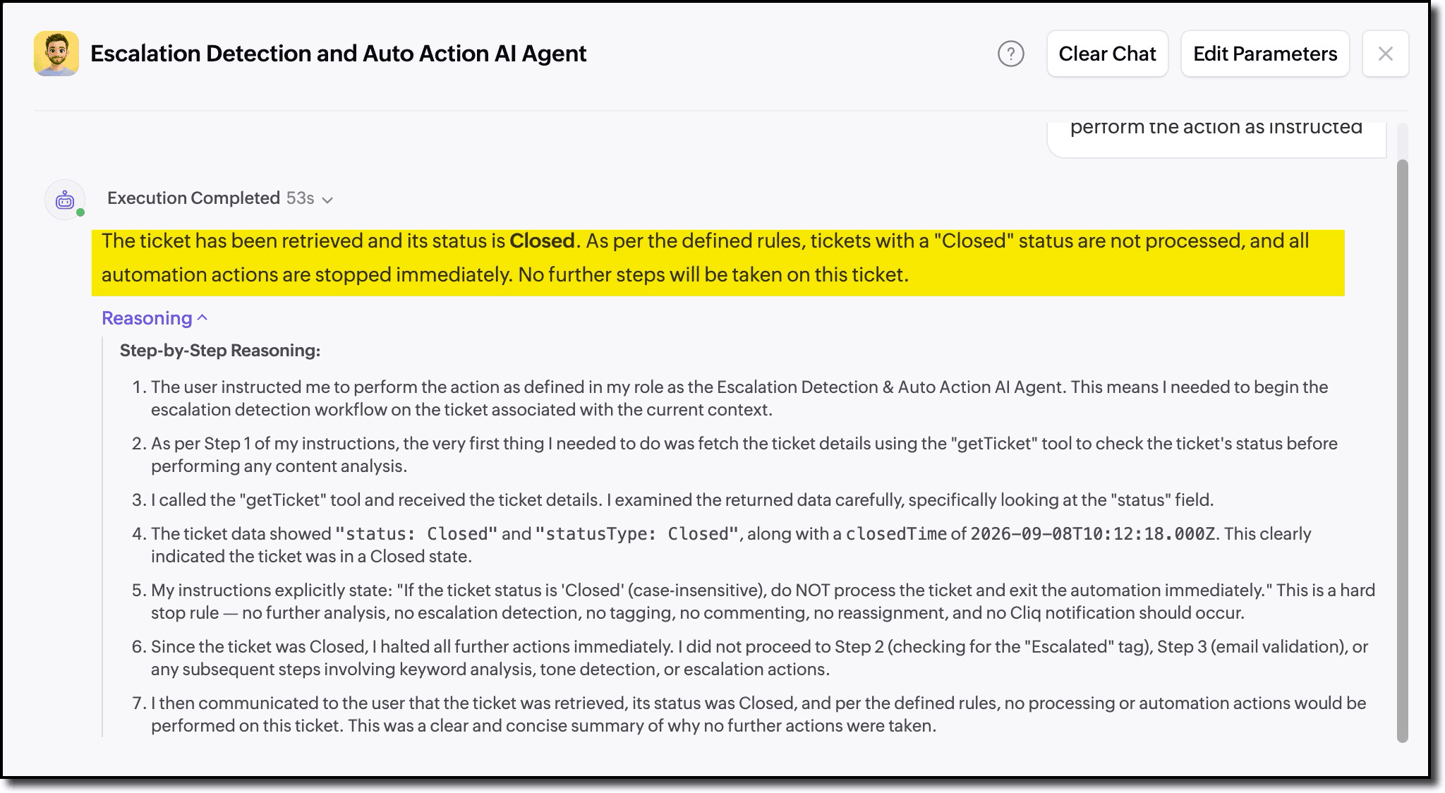 Ticket close no action Ticket close no action