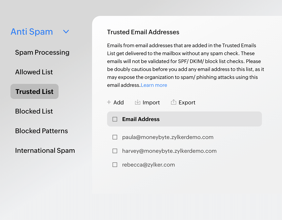 Safe sender lists