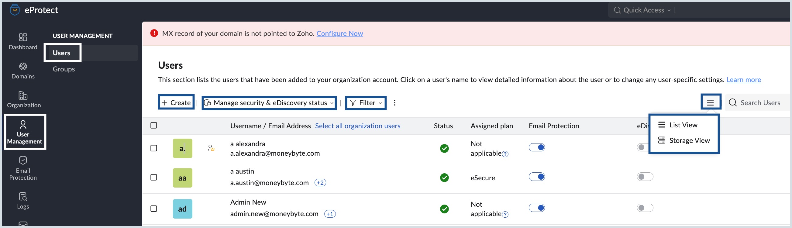 Users list Users list