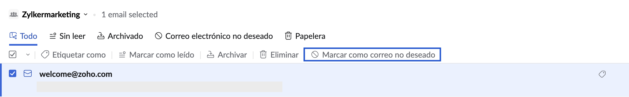 Marcar como correo no deseado