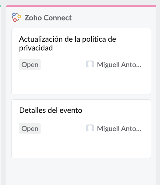 Zoho Connect Tasks