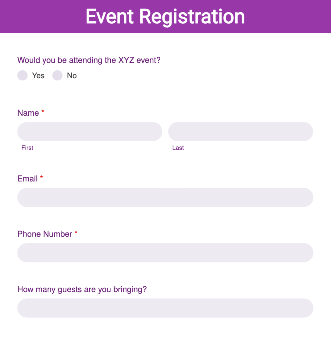 Event registration forms
