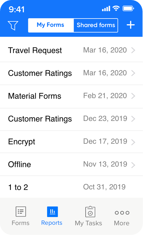 Coleta de dados de formulários móveis – Zoho Forms