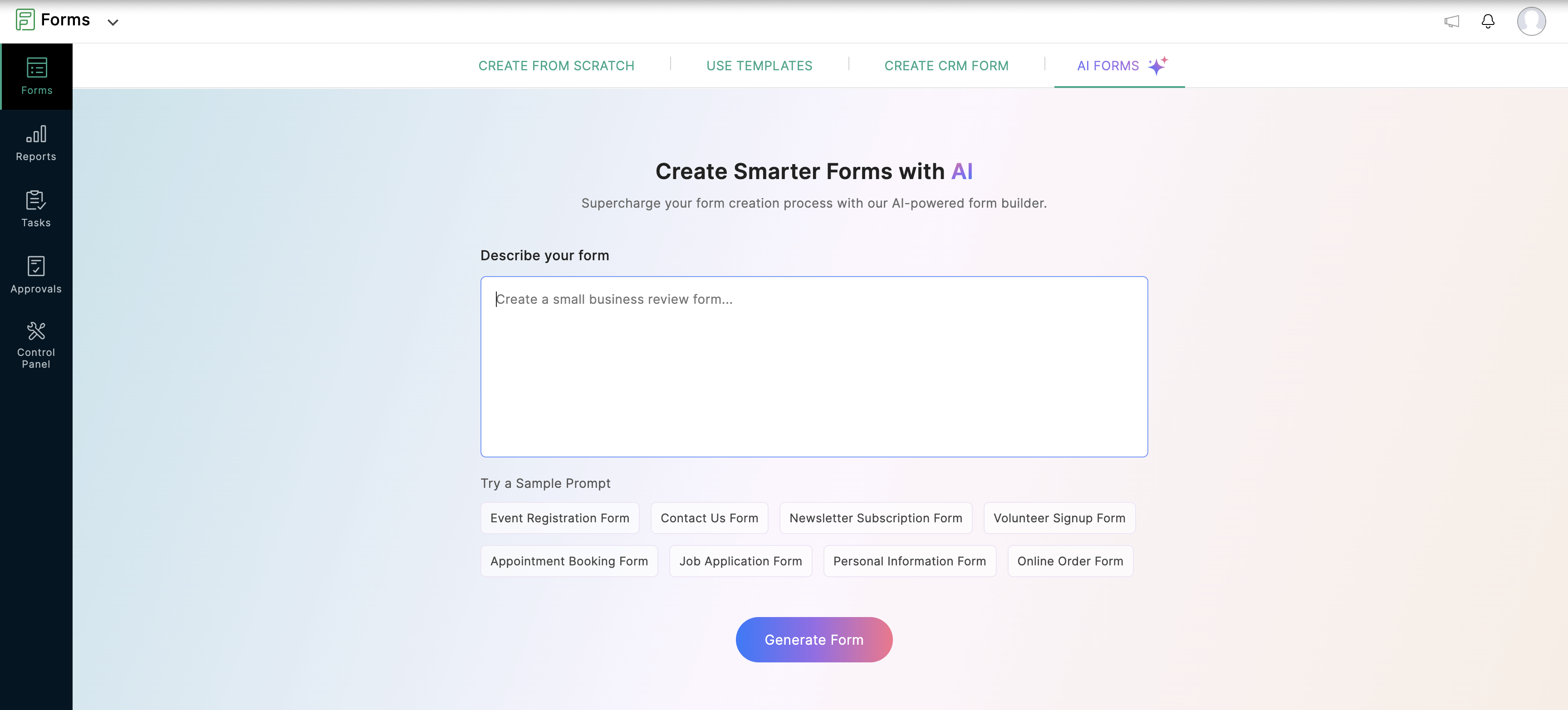 Generate contact forms with AI
