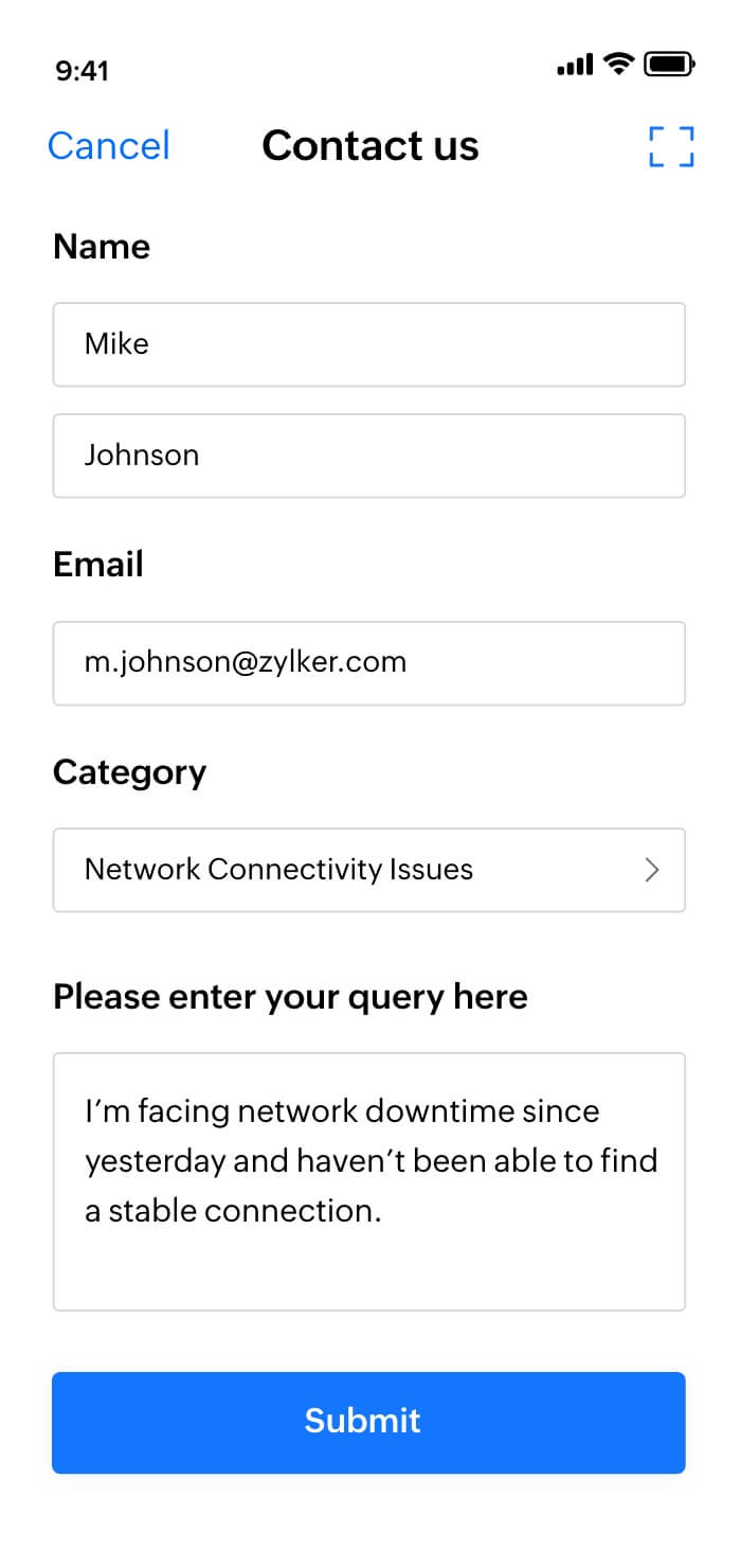 Mobile forms for Zoho Desk