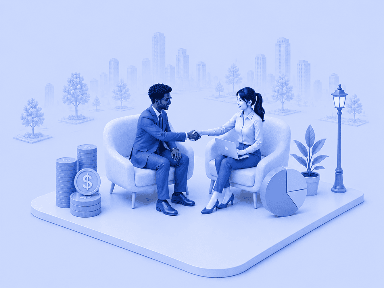 Connected franchise network illustration