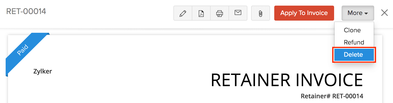 Delete Invoice