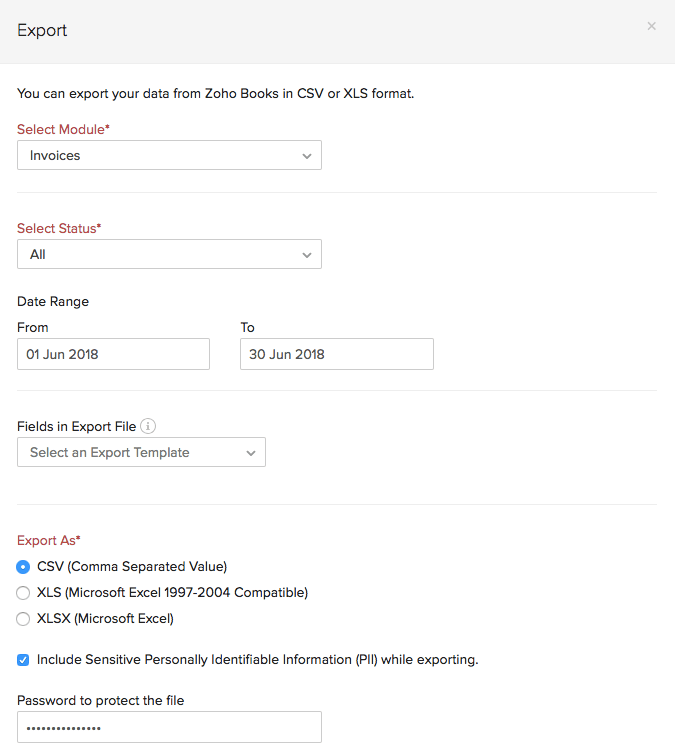 Select Fields For Export