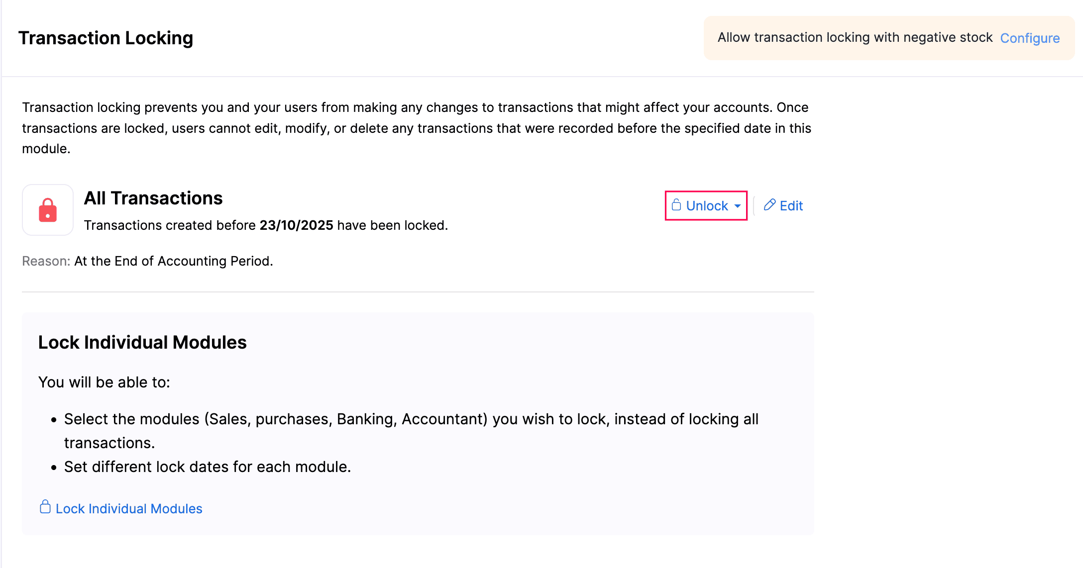 Unlock Transactions