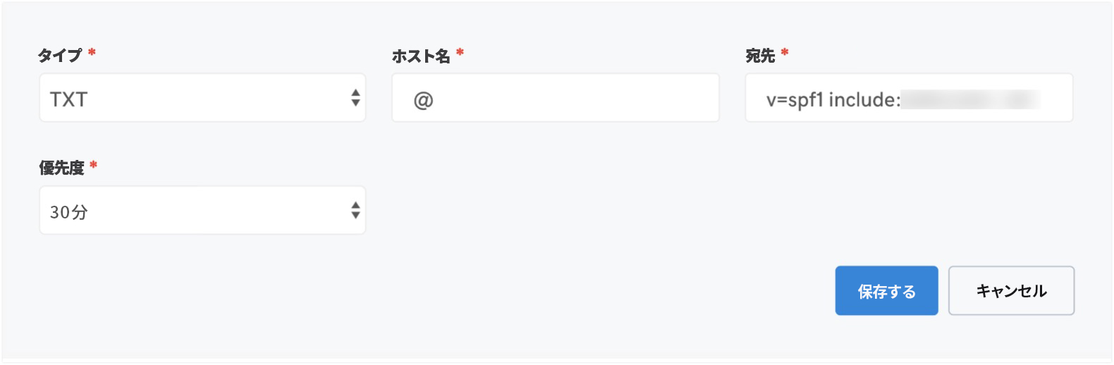 SPFレコード値 SPFレコード値