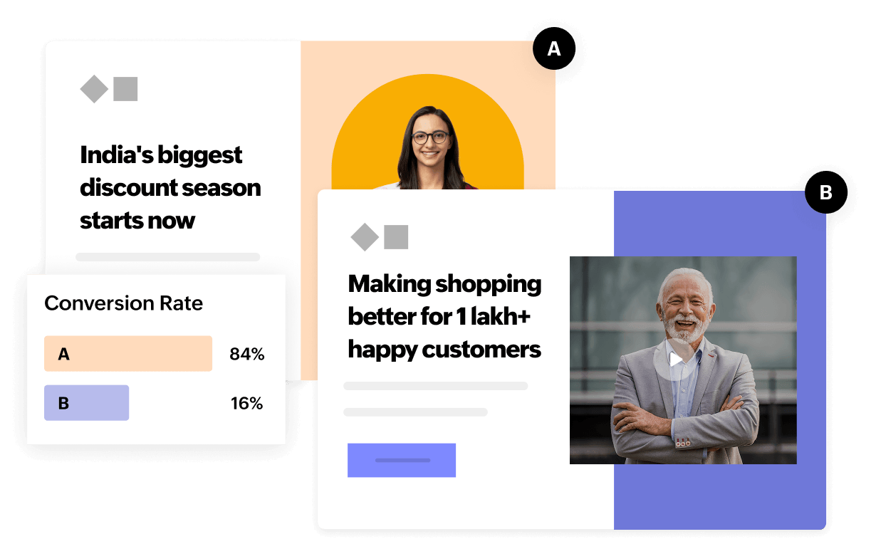 A/B testing dashboard for landing pages