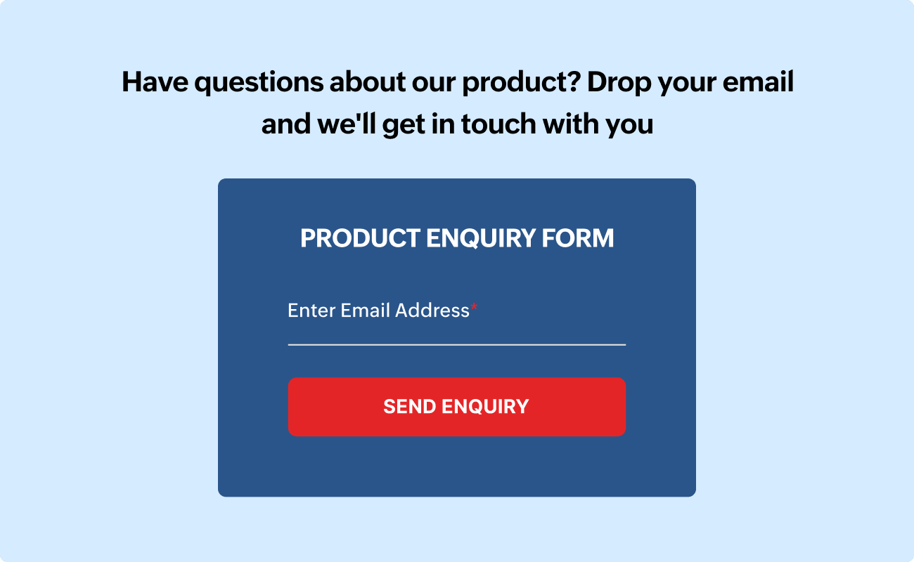 Product inquiry form preview