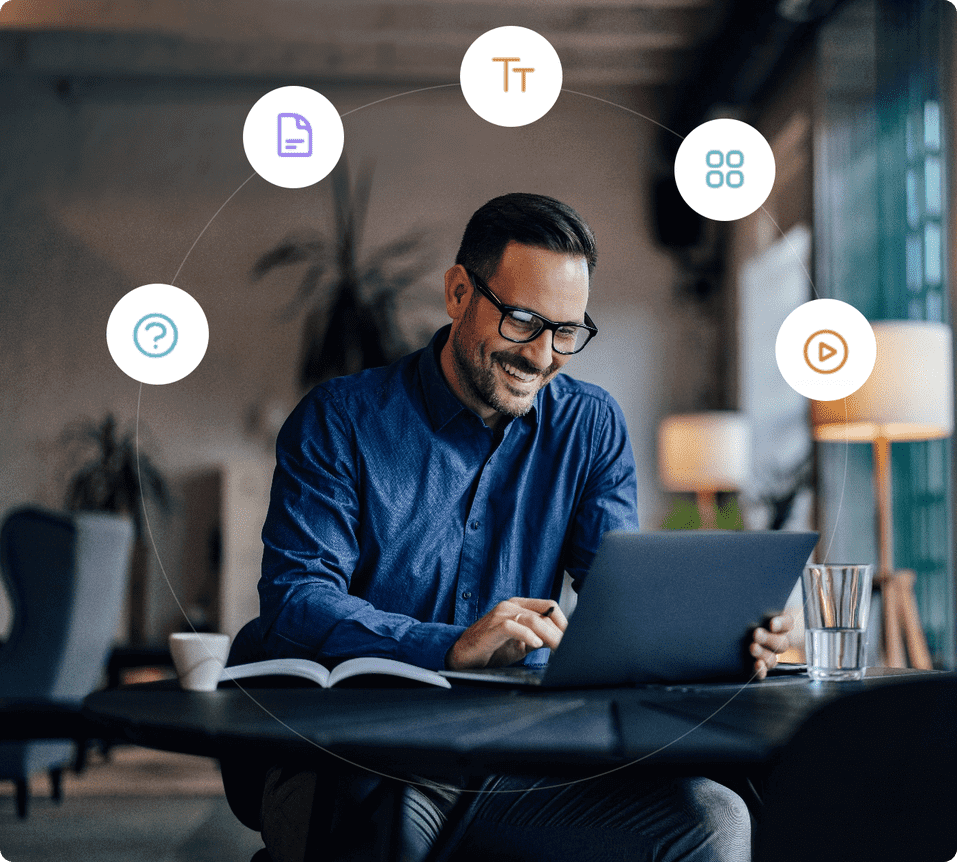 ifferent kinds of lessons like document, text, block, video lessons and quizzes.