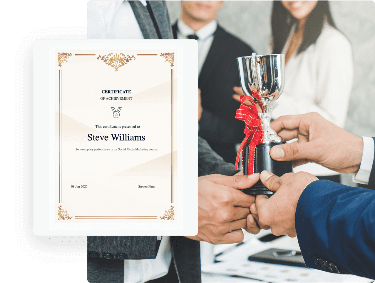 Awarding personalized certificates signed by the author.