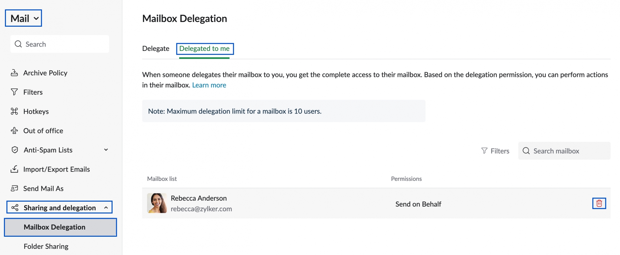 Cancelar una suscripción al buzón de correo
