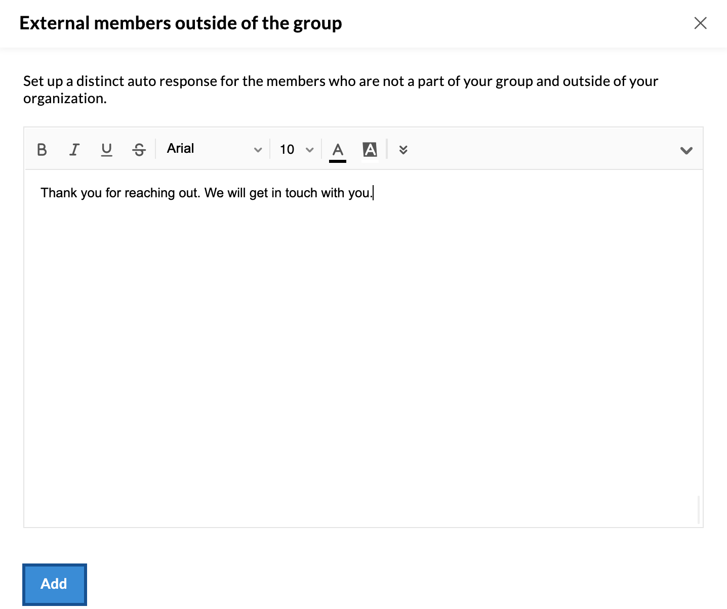 response to external members outside the group