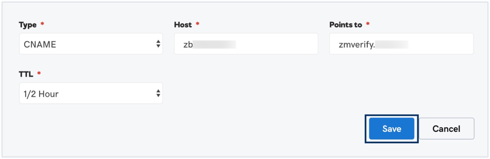 Paste the CNAME value Paste the CNAME value