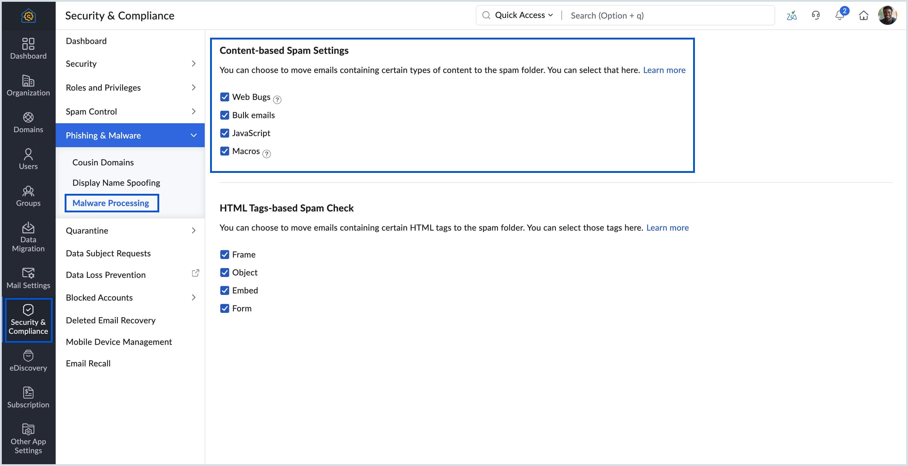 content-based spam check content-based spam check