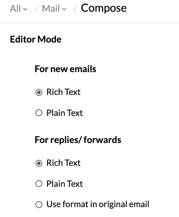 Selecting text format of your email