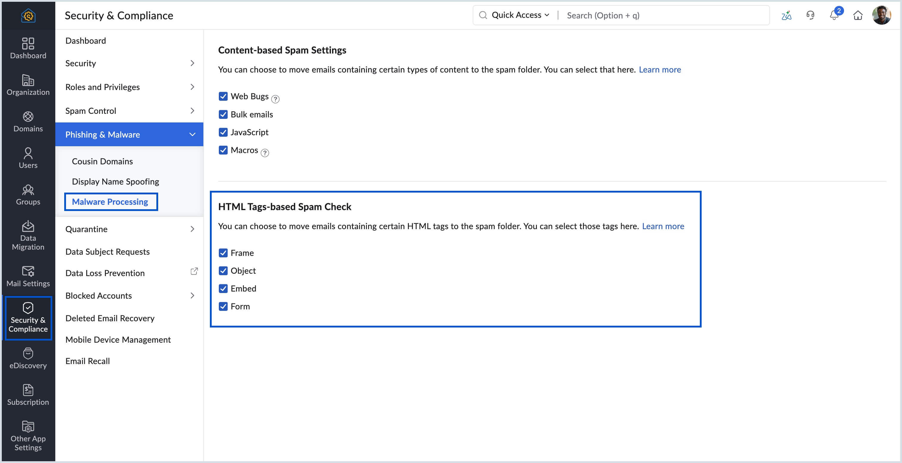 HTML-based spam check HTML-based spam check