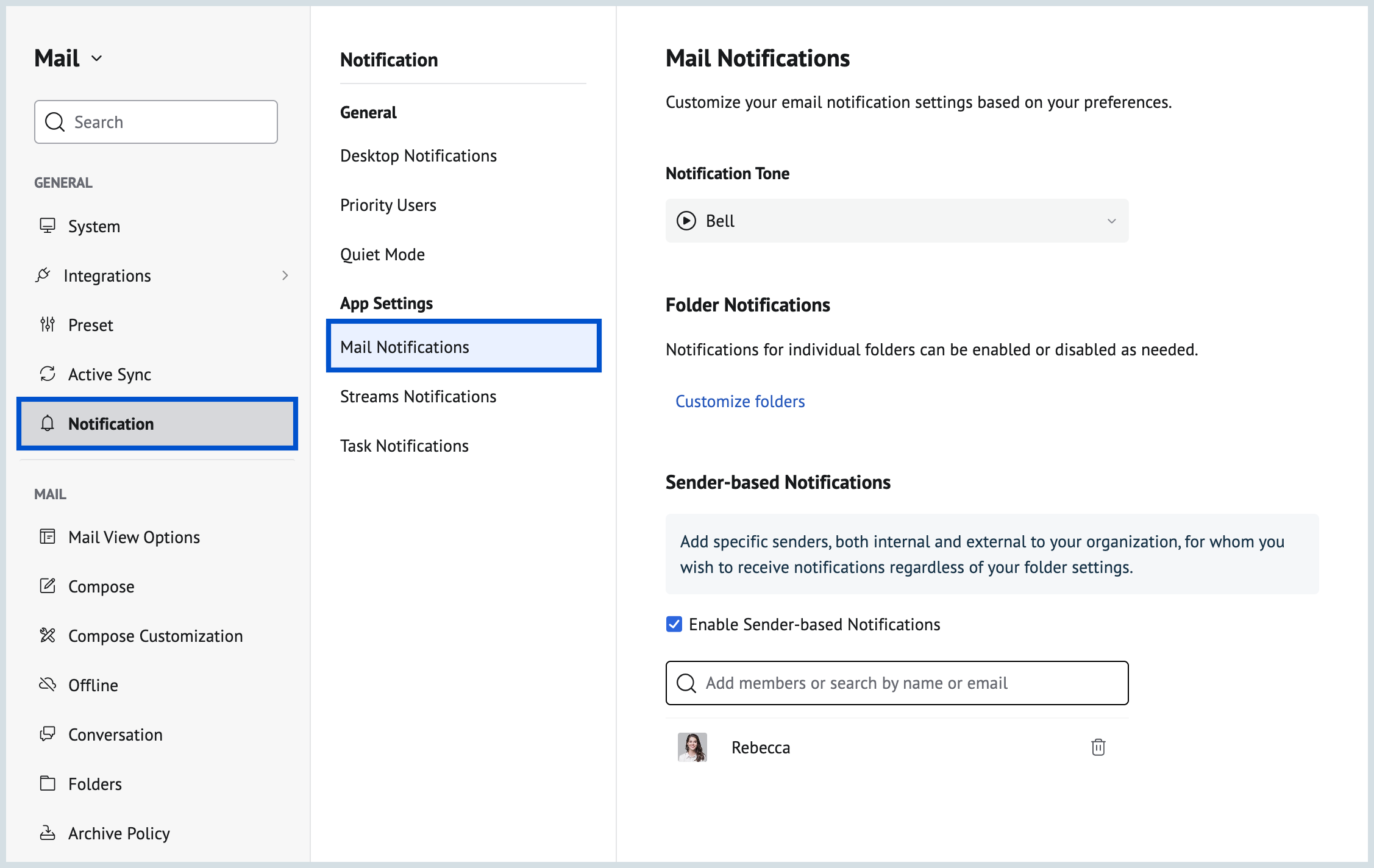 Mail notifications Mail notifications
