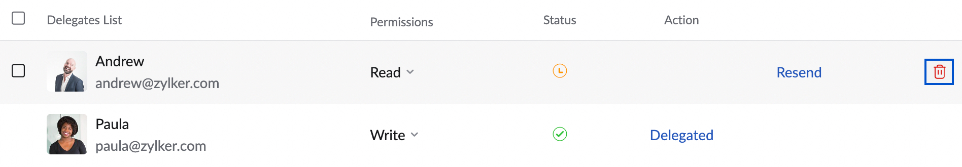 Eliminar una delegación