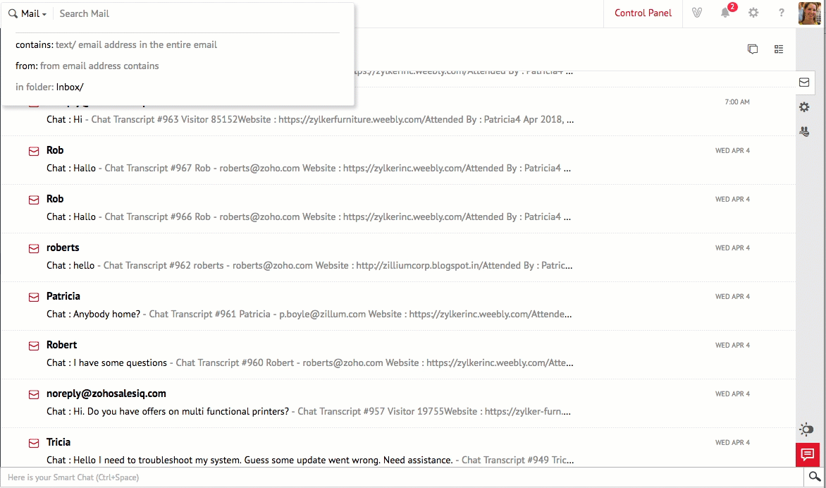 A quick access to settings and folders