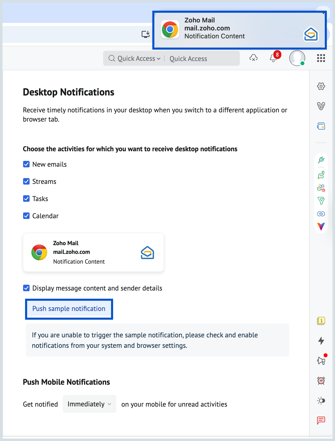 Sample notificaiton Sample notificaiton