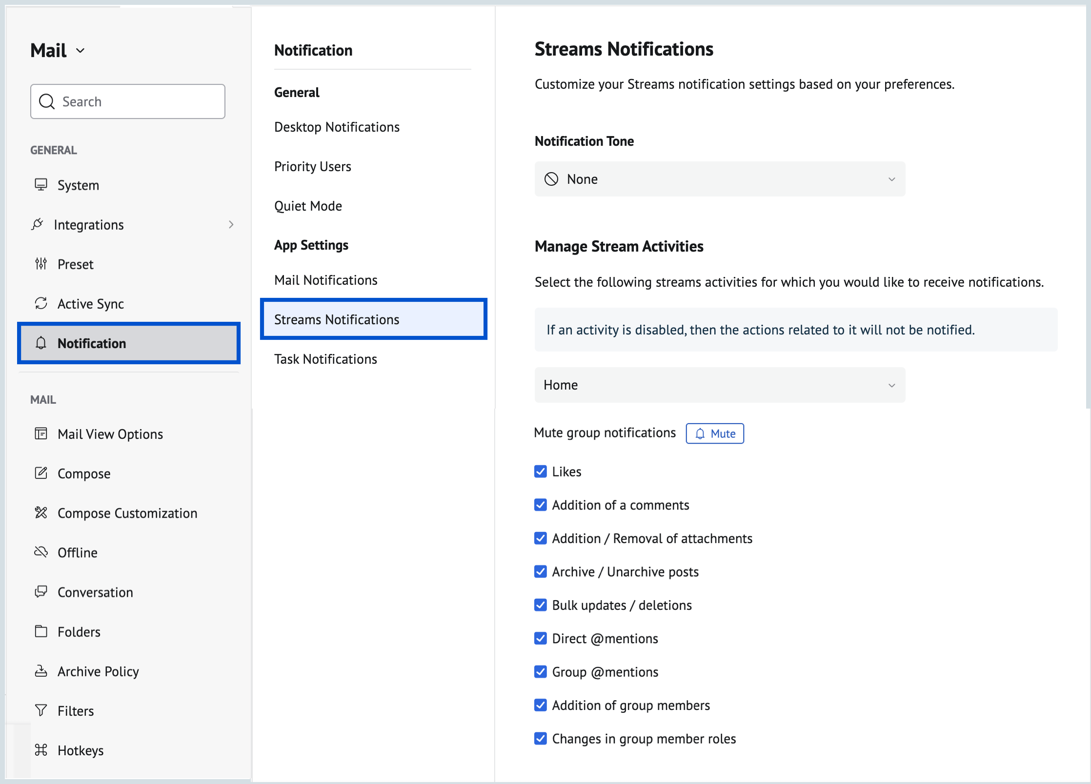 Streams notification Streams notification