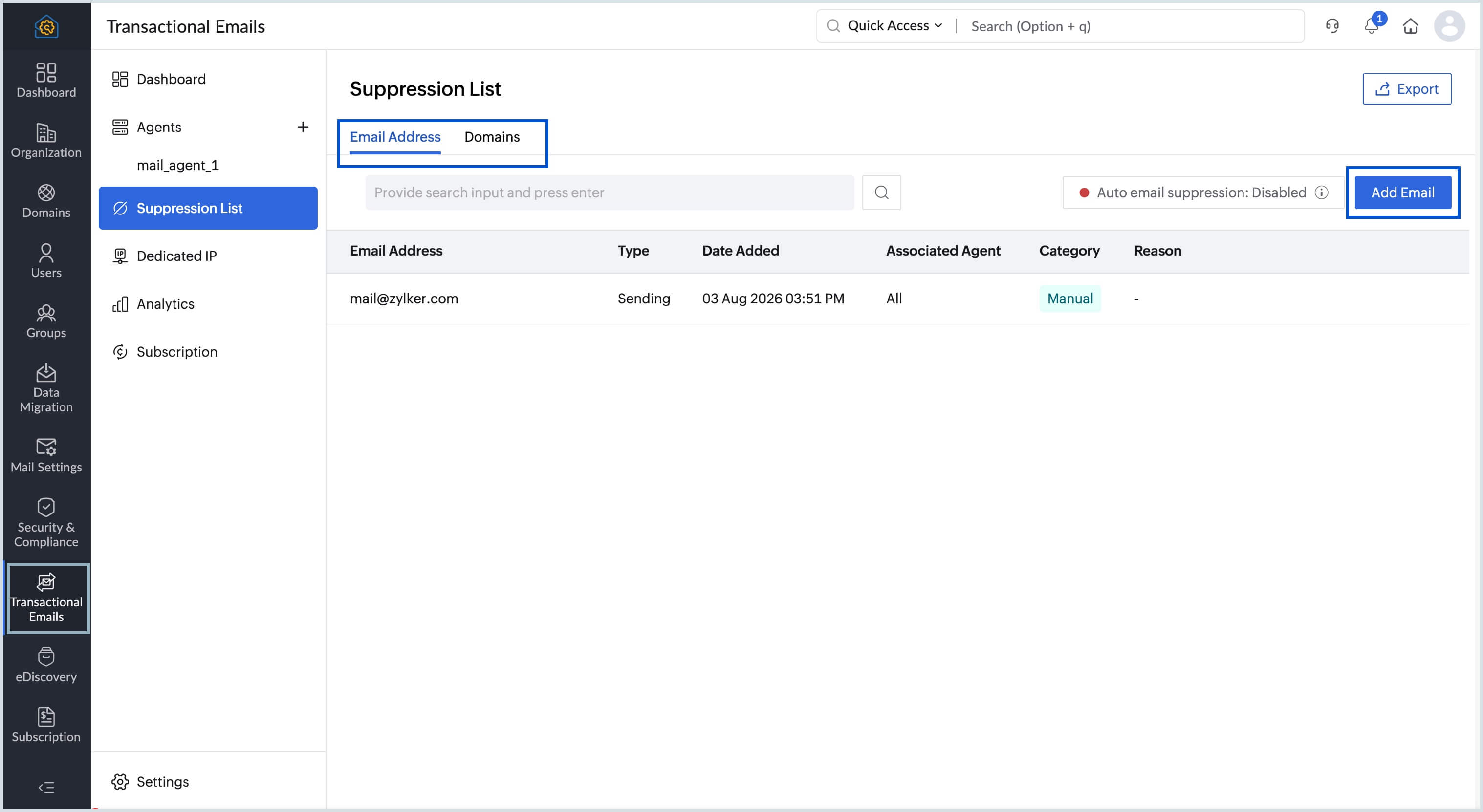 Suppression list Suppression list