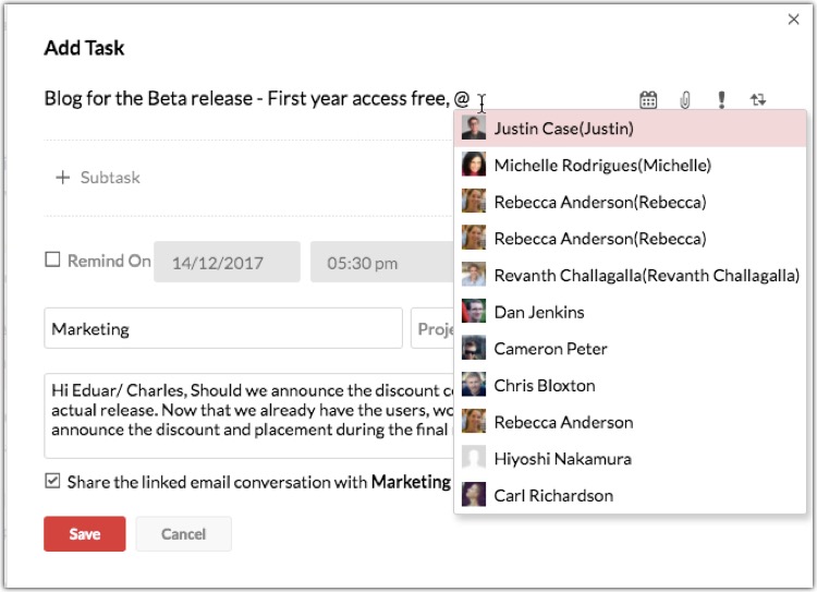 Assigning tasks to your teammates