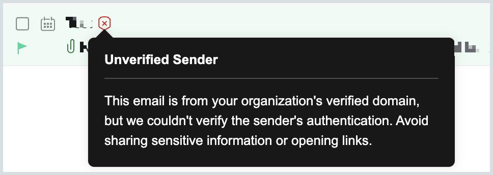 Unverified sender info Unverified sender info
