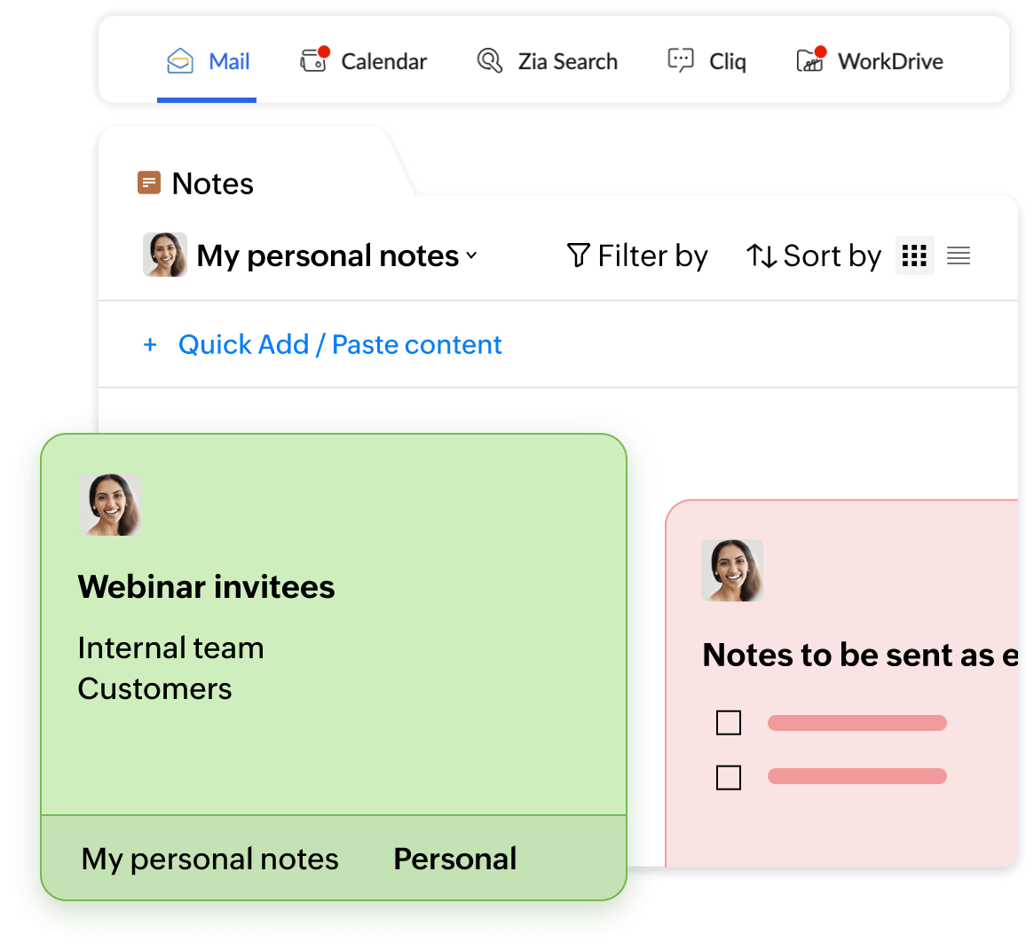 Built-in notes and task