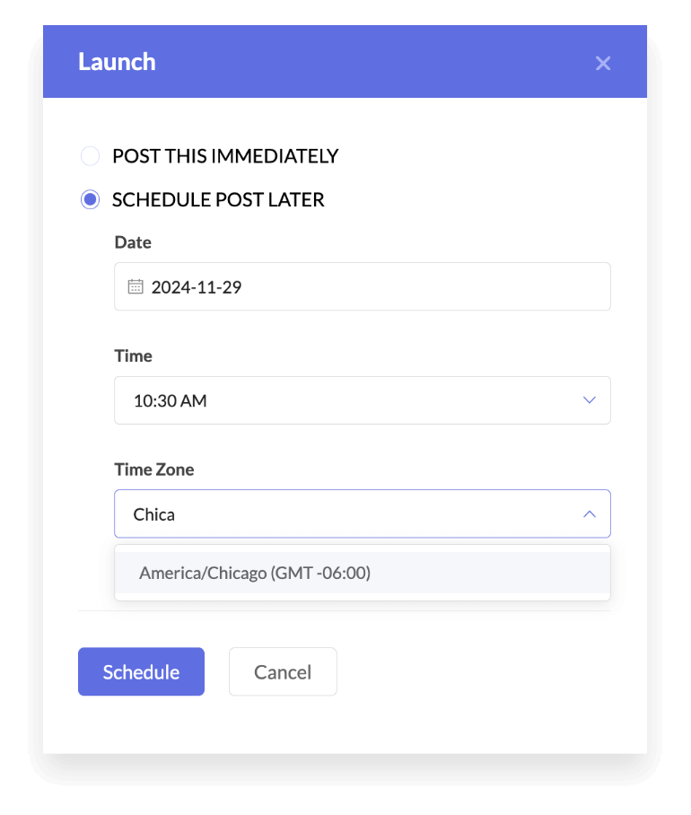 Schedule and post on social media