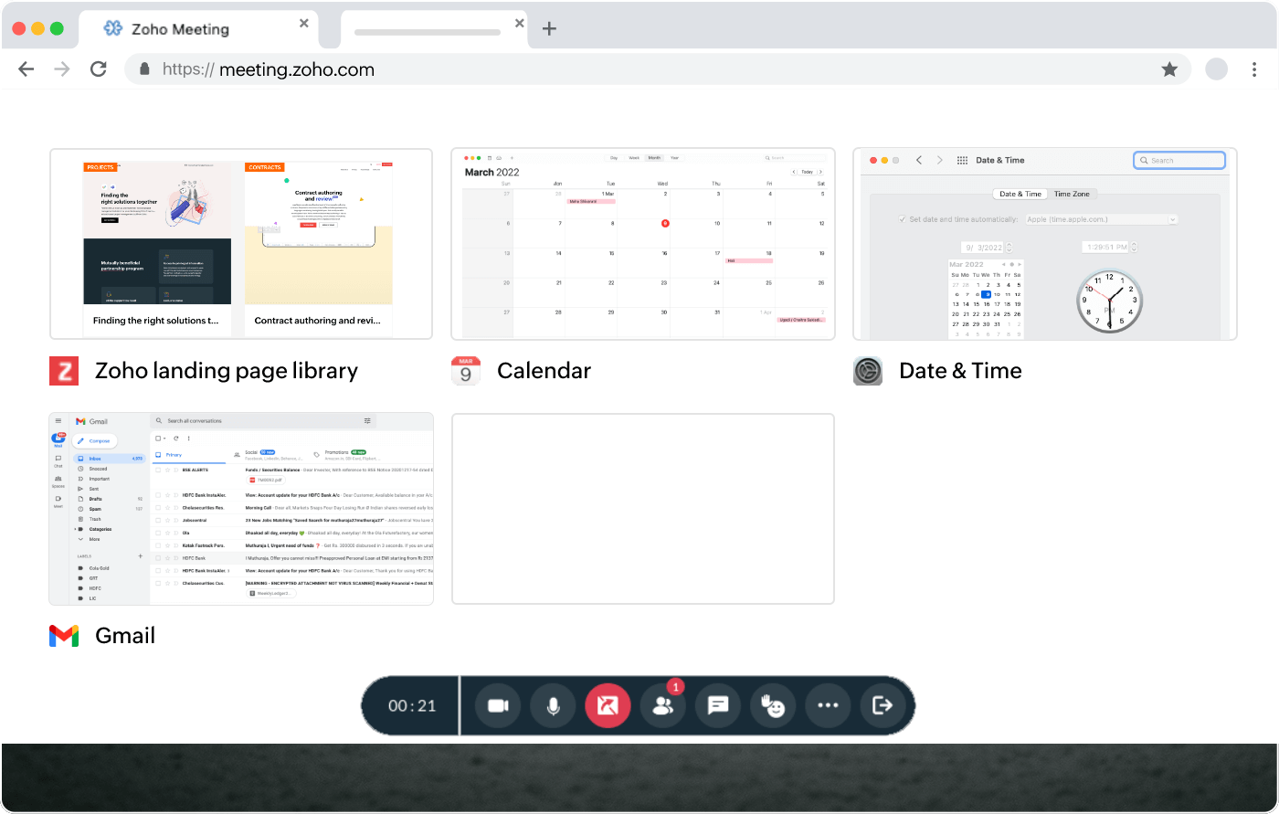 Sharing application window in Zoho Meeting