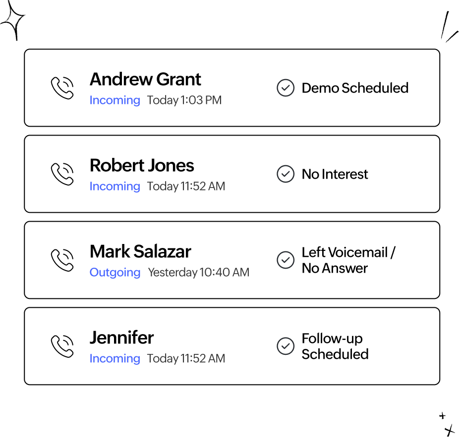 A sales manager reviewing the team’s daily call schedule and call quality inside Zoho CRM