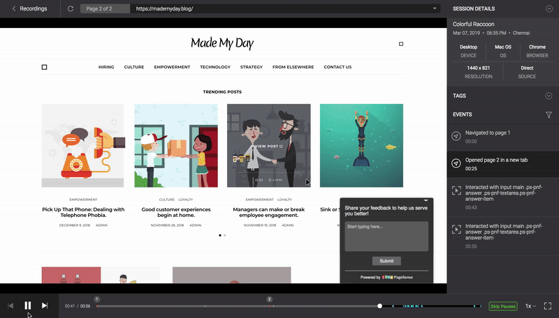 Insert rule recording with Zoho PageSense Session Recording